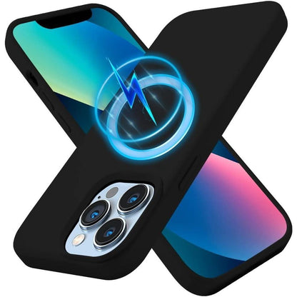 Strong Magnetic Liquid Silicone Antislip Phone Case for iPhone 16 15 14 13 12 Pro Max for MagSafe, Skin-friendly Shockproof Full Cover with Microfiber Lining