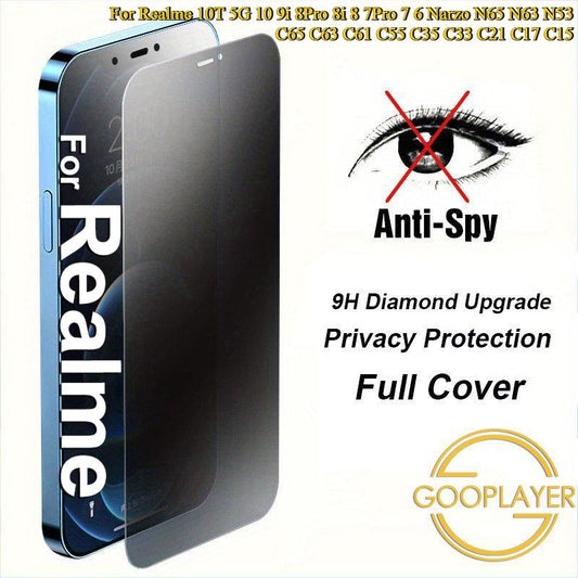 Privacy Screen Protector Anti-spy Tempered Glass Films For Realme 10T 5G 10 9i 8Pro 8i 8 7Pro 7 6 Narzo N65 N63 N53 C65 C63 C61 C55 C35 C33 C21 C17 C15