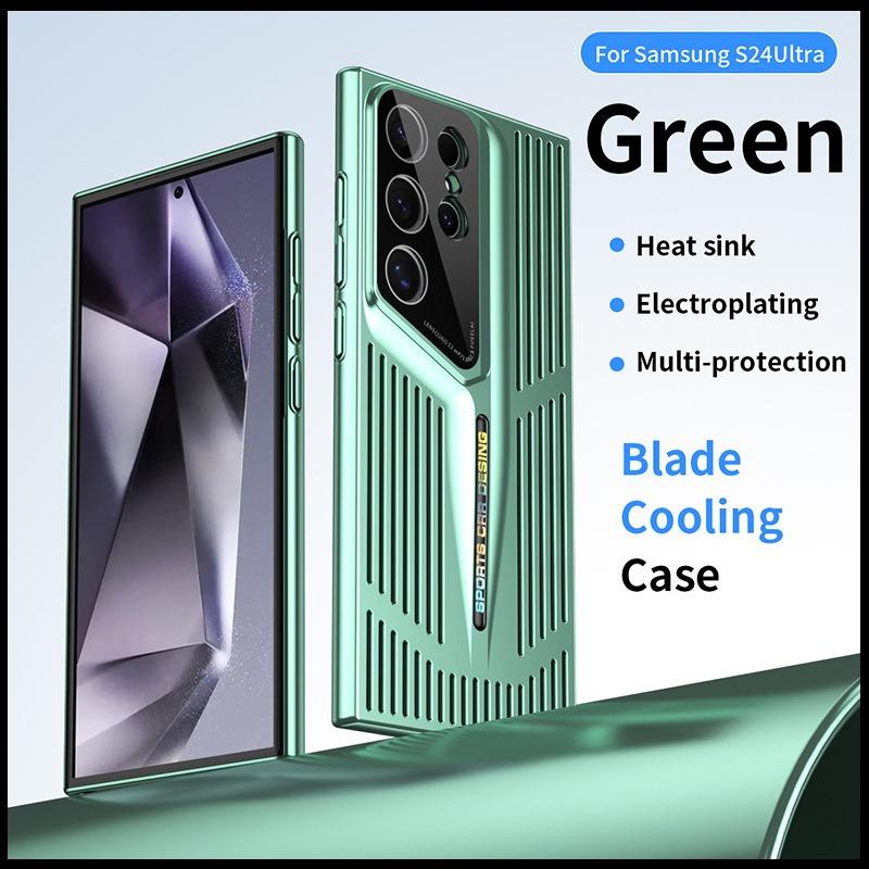Premium Cooling Plating Hollow Out PC Blade Point Len Protector Shockproof Phone Case For Samsung S25Ultra S24 S23 S22 Hard Full Cover