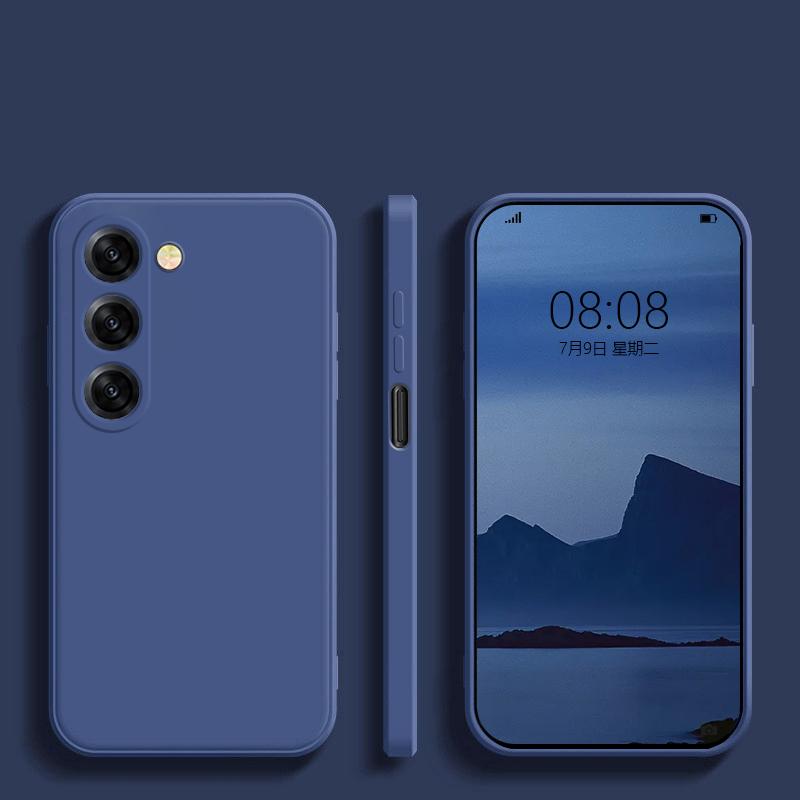 Square Liquid Silicone Matte Shockproof Phone Case For Samsung S25 S24 S23 Camera Protect Soft Cover