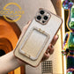 For iPhone 16 15 14 13 Pro Max Phone Case, Clear Gradient Glitter Square Kickstand TPU Luxury Plating Slim Soft Full Cover
