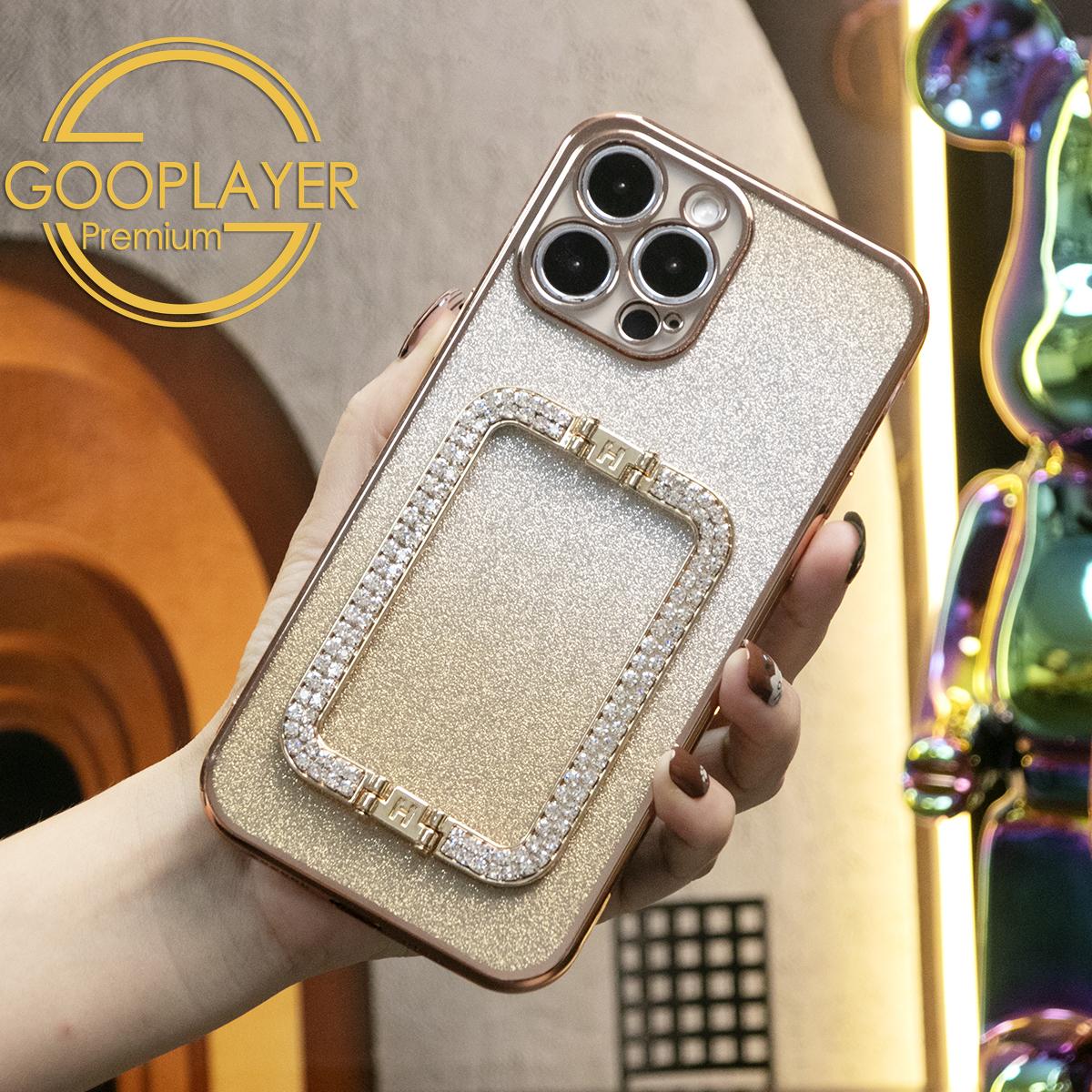 For iPhone 16 15 14 13 Pro Max Phone Case, Clear Gradient Glitter Square Kickstand TPU Luxury Plating Slim Soft Full Cover