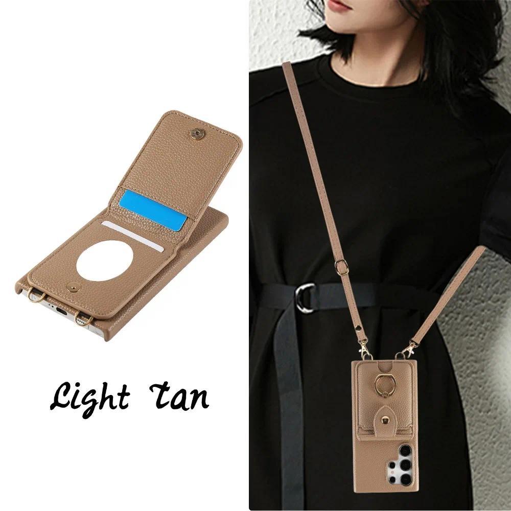 Crossbody Mirror Wallet with Card Holder Phone Case for Samsung Galaxy S22 Ultra Plus A13 A14 A15 A22 A24 A25 A33 A34 A35 A53 A54 A55 Back Cover