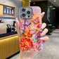 For iPhone 16ProMax 16 15 14 13 12 11 Phone Case with Diamond Camera Kickstand, Rainbow Flower Rose Butterfly, Oil Painting Camera Frame Anti-drop Hard Shockproof Full Cover