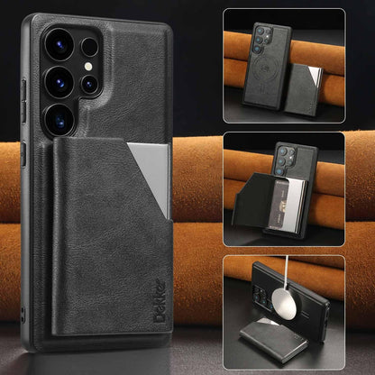For Samsung S25 S24 S23 A16 A15 A36 A35 A56 A55 A53 Leather Phone Case with Strong Magnetic Wallet, Anti-Fall Card Bag Kickstand for Magsafe Shockproof Business Hard Full Cover