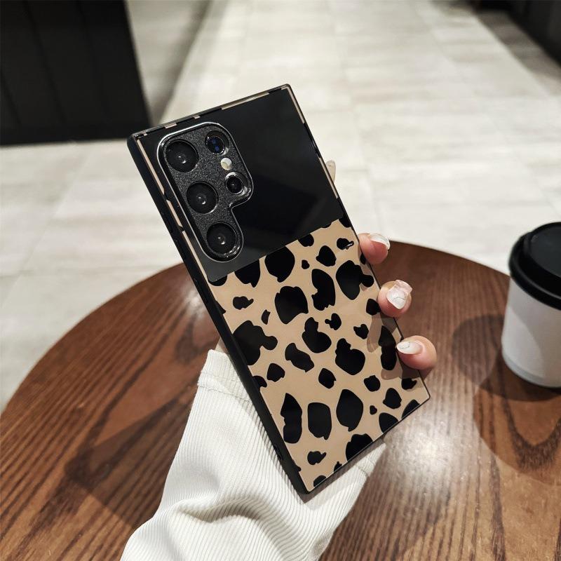For Samsung S25Ultra S25 S24 S23 S22 S21 Phone Case, Luxury Glitter Mirror Leopard Pattern Plating Acrylic, Camera Protection Hard Full Cover