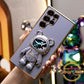 Quicksand Bear Stand Plating Phone Case for Samsung S25 25Plus 25Ultra 24 24FE 24Plus 24Ultra