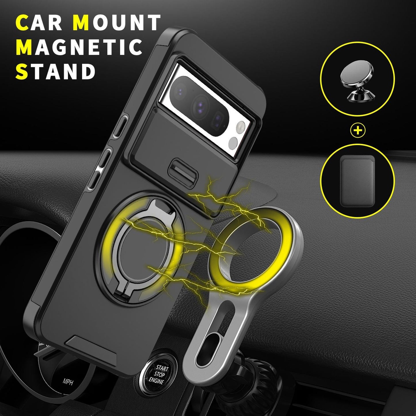 Ring Stand Holder Magnetic Case for Google Pixel  7 7Pro 8A 8Pro 9 Pro XL 9A Silde Camera Cover