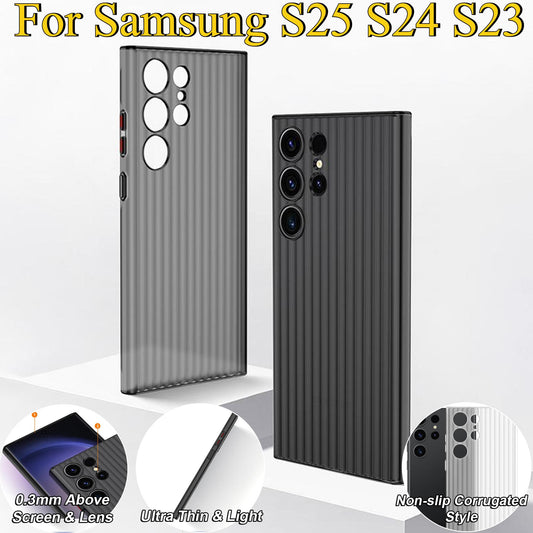 Corrugated Patter Matte Clear Ultra-thin Light Hard Slim Polycarbonate Transparent Phone Case for Samsung S25Ultra S25 S24 S23 Full Cover