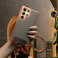 Two-tone Carbon Fiber Pattern Phone Case, Metal Hardware Camera Protective Acrylic Cover, With Adjustable Woven Strap, Shockproof Anti-Fall Bumper For iPhone 16 15 14 13 12 11