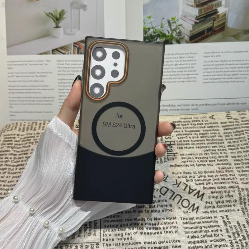 Matte Clear Fission Magnetic Two-tone Slim PC Phone Case For Samsung S25Ultra S25 S24 S23 S22 Transparent Skin Feel Bumper Shockproof Hard Full Cover
