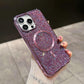 Luxury Rhinestone Glitter Plating Slim PC Strong Magnetic Phone Case For iPhone 16ProMax 15 14 13 Hard Support Wireless Charging Full Cover