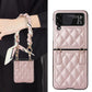Luxury Silk Scarf Chian Leather Case For Samsung Galaxy Z Flip 6 Flip 5 Flip 4 Flip3 5G Luxury Crossbody Strap Smart Phone Cover