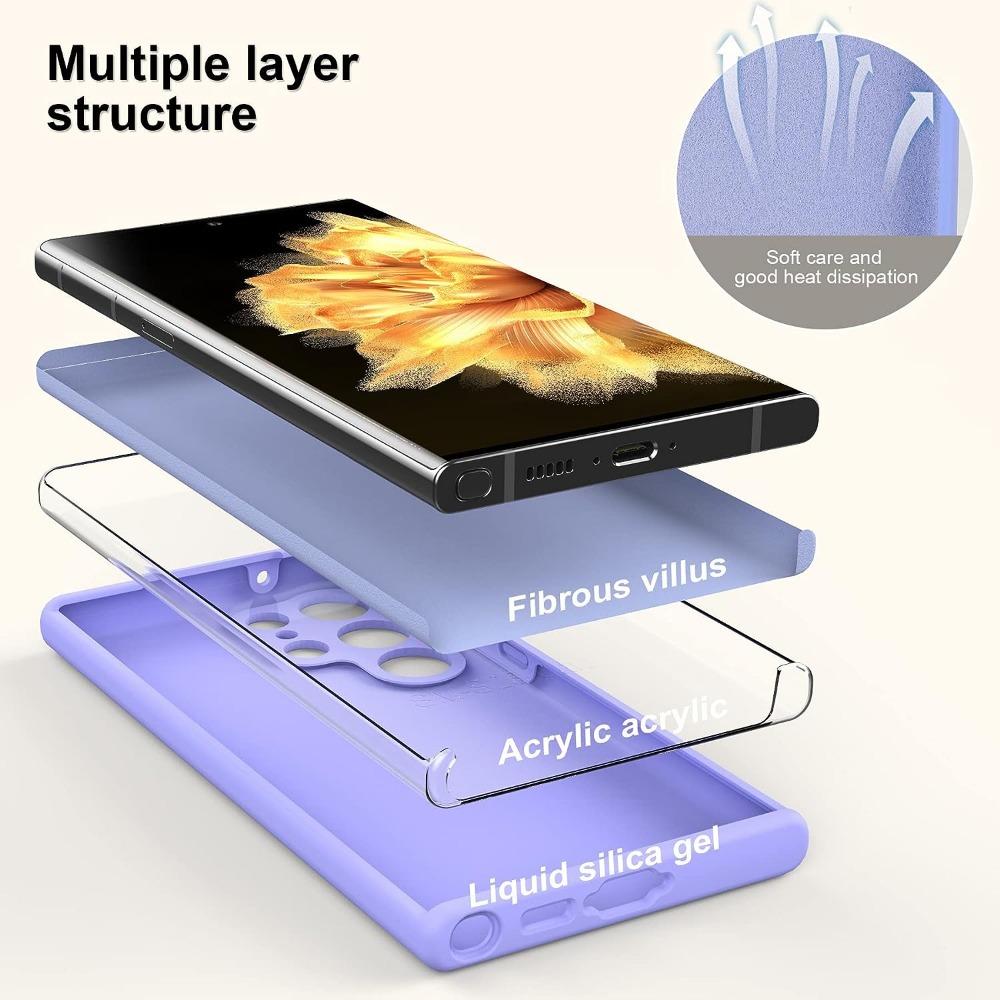 Slim Liquid Silicone Rubber Shockproof Phone Case for Samsung Galaxy S25 S25Plus S25Ultra S24 S24FE S24Plus S24Ultra , Soft Anti-Scratch Microfiber Lining Protection Case