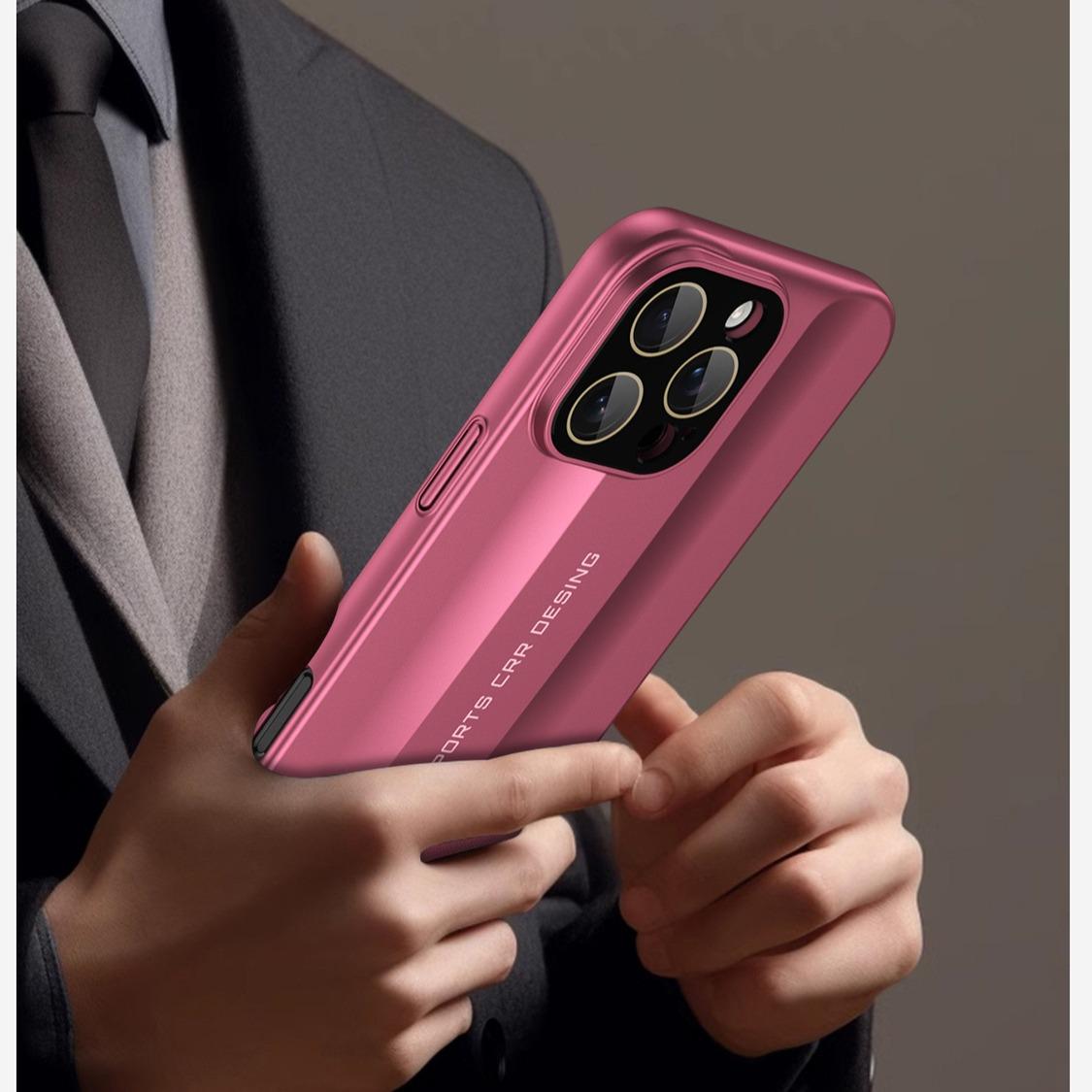 Premium PC Leather Two-tone Len Protector Shockproof Phone Case For iPhone 16ProMax 15 14 13 12 Hard Full Cover