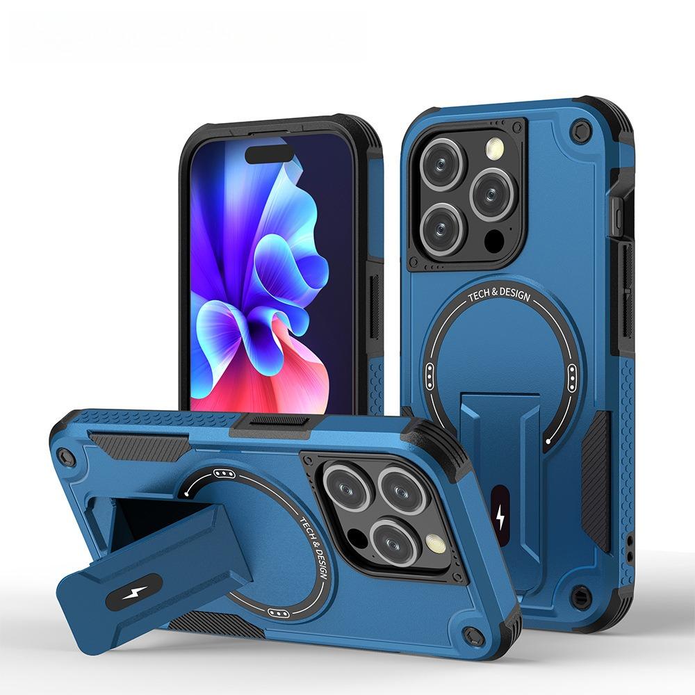 Anti-Dust Anti-Fall Heavy Duty Protection Shockproof Magnetic Phone Case With Kickstand for iPhone 16ProMax 16 15 14 13 12 11 Bumper Matte Hard Cover