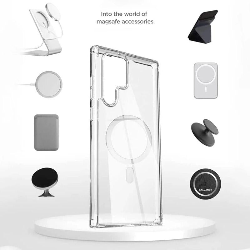 Transparent Magnetic Wireless Charging Shockproof Acrylic Phone Case for Samsung S25Ultra S25 S24 S23 S22 S21