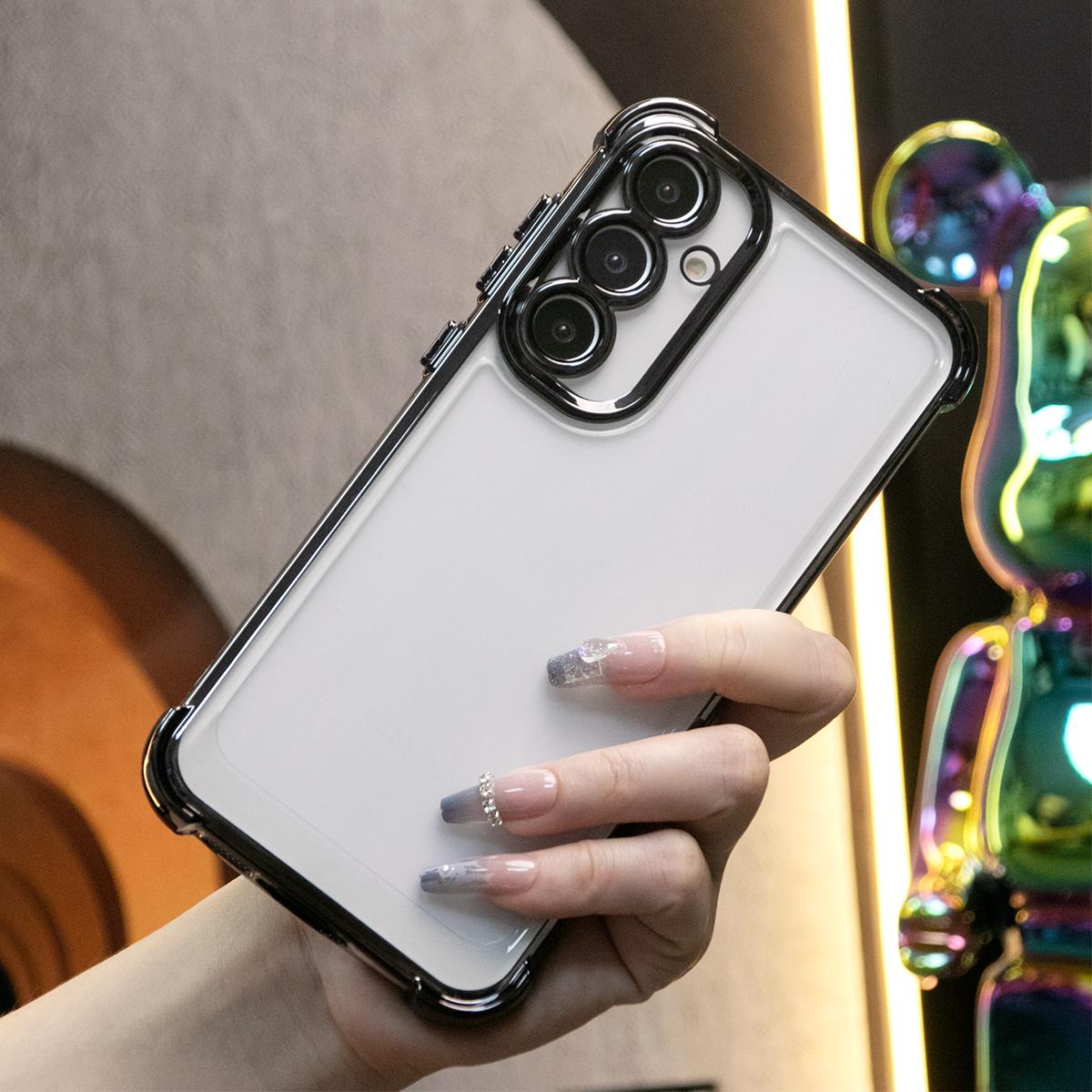 Luxury Plating Shockproof Clear Case for Samsung Galaxy A15 A25 A34 A35 A53 A54 A55 4G 5G Transparent Hard Acrylic Hybrid Bumper Armor Cover.