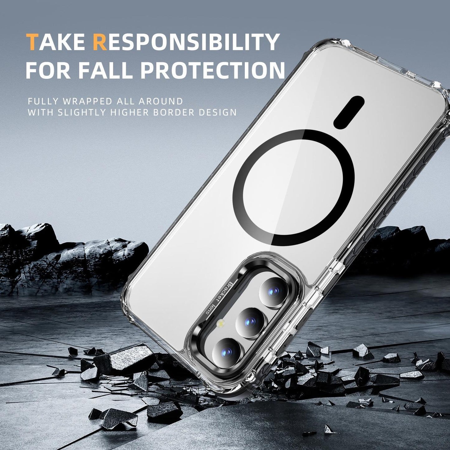 HD Transparent Anti-Dust Four Corner Anti-Fall Bumper Shockproof Strong Magnetic Phone Case With Metal Camera Kickstand for Samsung S25Ultra S24 S23FE S23 A14 A15 A25 A35 A54 A55