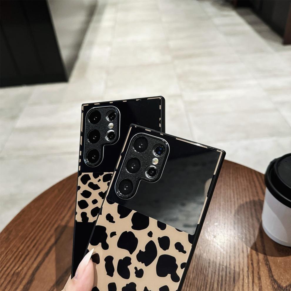 For Samsung S25Ultra S25 S24 S23 S22 S21 Phone Case, Luxury Glitter Mirror Leopard Pattern Plating Acrylic, Camera Protection Hard Full Cover