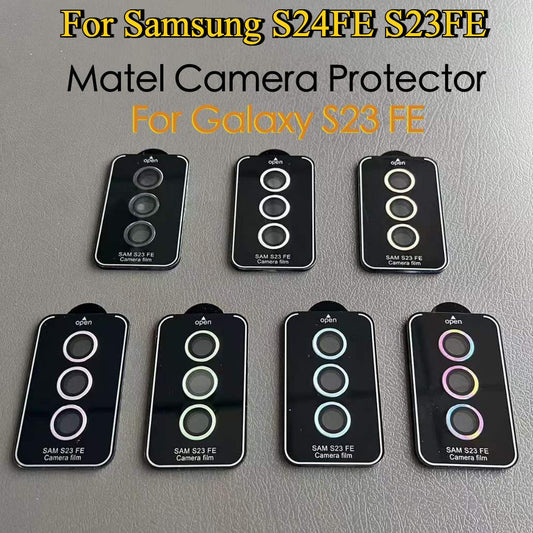 For Samsung S24FE S23FE Camera Lens Protector Aluminum Alloy Metal Tempered Glass Camera Film