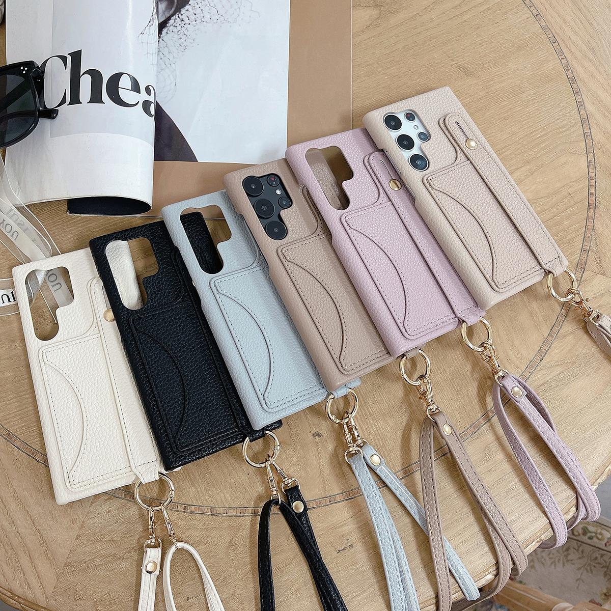 Wallet Case For Samsung S25 S24 S23 S22 S21 A15 A25 A35 A55 Card Holder Wrist Strap Lanyard Handbag Crossbody Leather Cover for Samsung A15 A25 A35 A55
