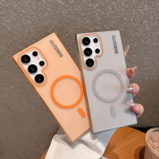 Matte Clear Magnetic Two-tone Slim PC Phone Case For Samsung S25Ultra S24 S23 S22 S21 Note20Ultra Transparent Skin Feel Bumper Shockproof Hard Full Cover