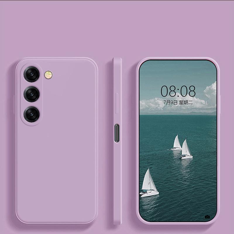 Square Liquid Silicone Matte Shockproof Phone Case For Samsung S25 S24 S23 Camera Protect Soft Cover