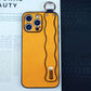 For iPhone 16ProMax 16 15 14 13 12 Case With Wave Wristband, Luxury Durable Faux Leather Kickstand Shockproof Phone Case