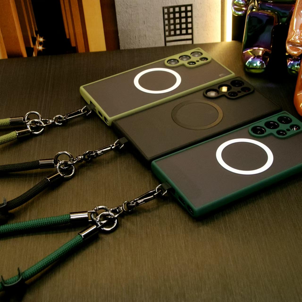 Luxury Matte Clear Support Magnetic With Multifunctional Climbing Rope For S25 S24 Ultra Plus S24FE