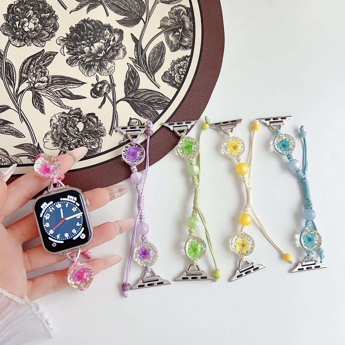 Crystal Flower Chain Metal Strap for Apple Watch 44mm Band 45 42 38 41 Ultra 49mm Link Bracelet for IWatch Series 9 8 7 6 SE 5 4