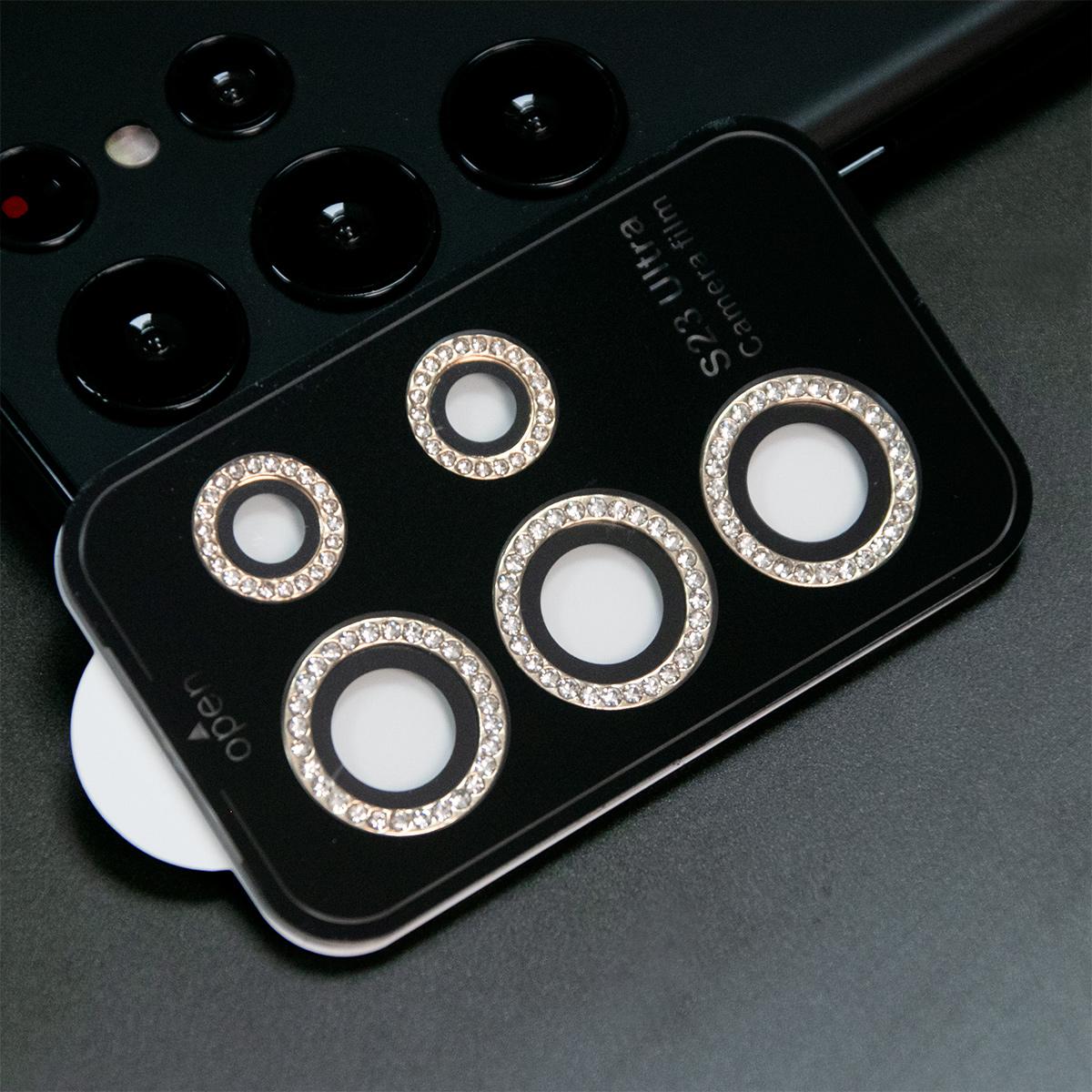 Diamond 9H Tempered Glass Camera Lens Protector Alloy Ring Cover for Samsung Galaxy S25 Ultra S24 Ultra