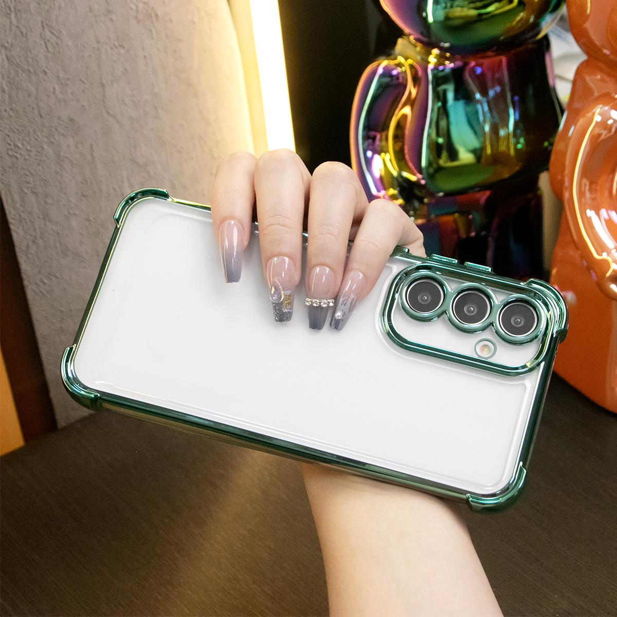 Luxury Plating Shockproof Clear Case for Samsung Galaxy A15 A25 A34 A35 A53 A54 A55 4G 5G Transparent Hard Acrylic Hybrid Bumper Armor Cover.