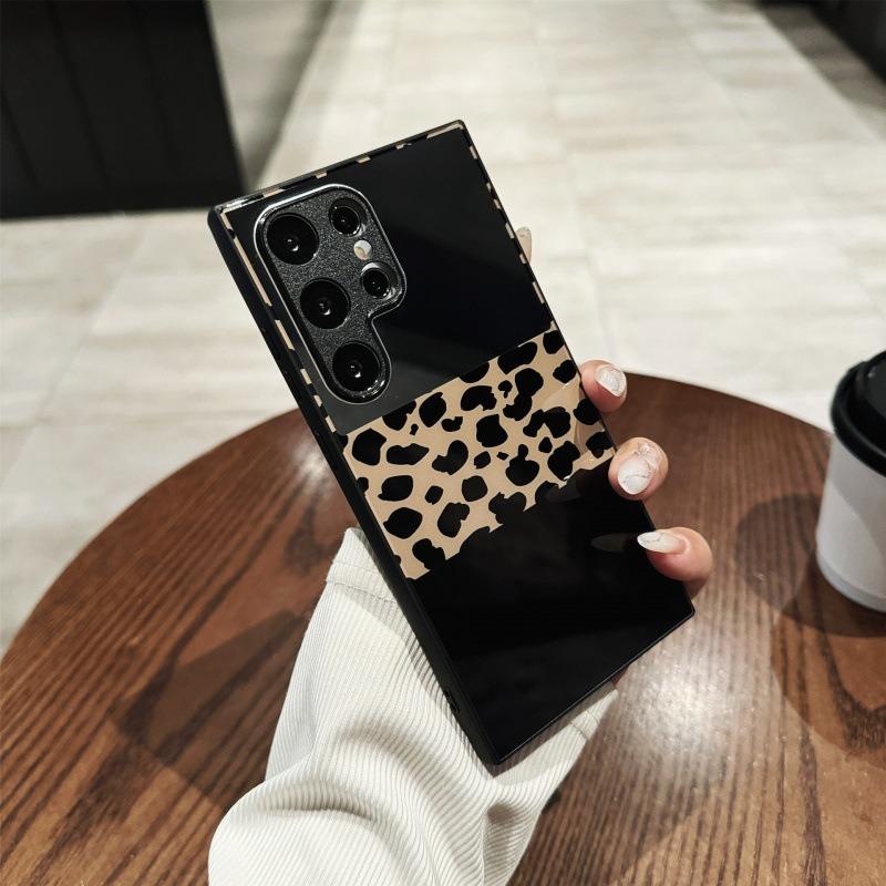For Samsung S25Ultra S25 S24 S23 S22 S21 Phone Case, Luxury Glitter Mirror Leopard Pattern Plating Acrylic, Camera Protection Hard Full Cover