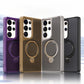 Carbon Fiber Pattern Slim PC Strong Magnetic Phone Case with 360 Rotating Metal Kickstand For Samsung S25Ultra S25Plus S25 S24 S23 A16 A26 A36 A56 Skin Feel Bumper Shockproof Hard Full Cover