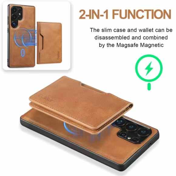For iPhone 16ProMax 16 15 14 13 12 Leather Phone Case with Strong Magnetic Double Folding Wallet, Anti-Fall Card Bag Kickstand for Magsafe Shockproof Business Hard Full Cover