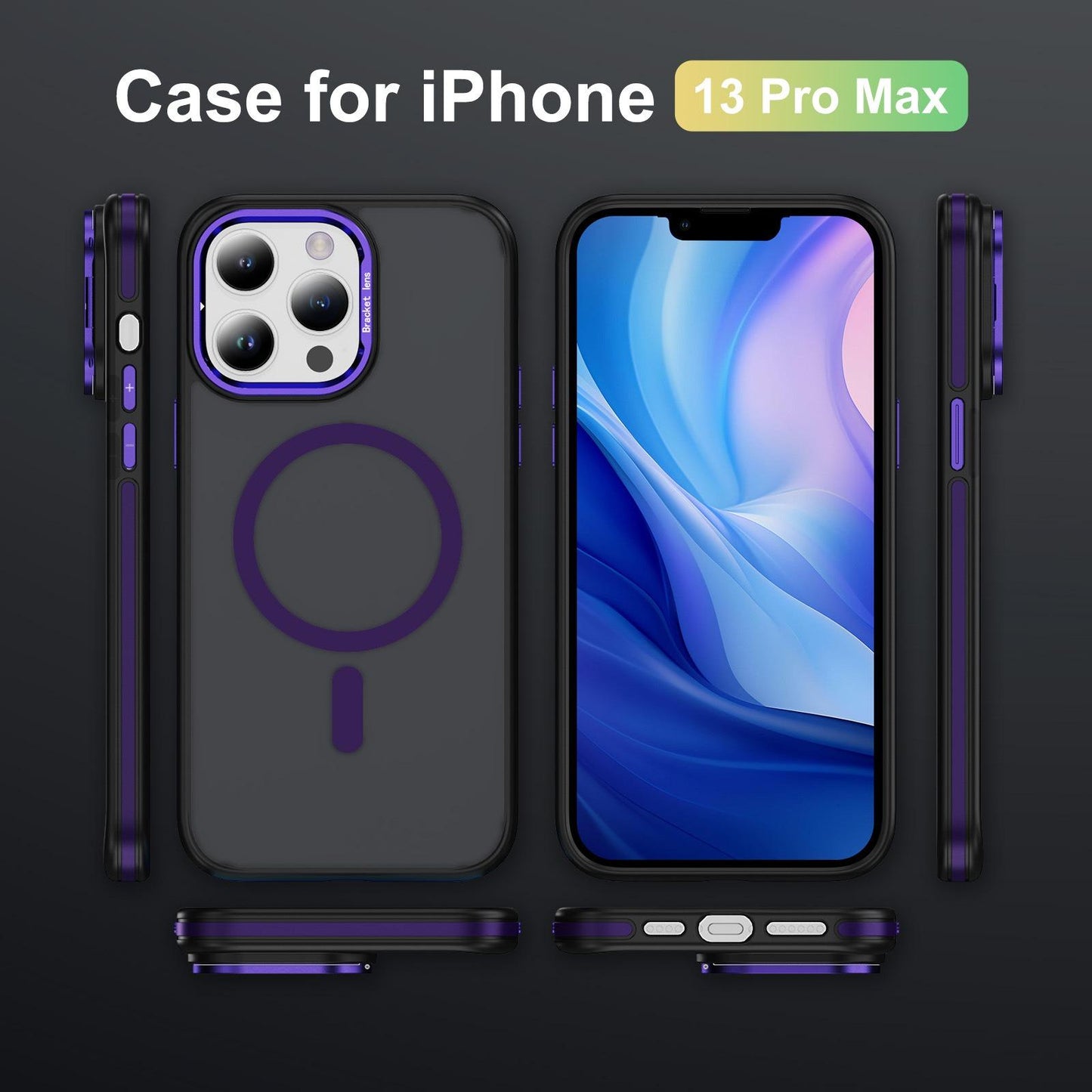 Two-Tone Matte Transparent Anti-Dust Anti-Fall Bumper Shockproof Strong Magnetic Phone Case With Metal Camera Kickstand for iPhone 16ProMax 16 15 14 13 12 11 XR Bumper Hard Cover