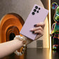 Liquid Silicone Matte Shockproof Phone Case with Pearl Metal Lanyard For Samsung S25 S24 S23 S22 S21 Note20 Camera Protect Soft Cover