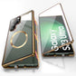 HD Clear Magnetic Double Sided Tempered Glass Front Matte Magnetic Ring Back Phone Case For Samsung S25Ultra S25 S24 S23 S22 S21 Aluminum Alloy Frame Full Cover [Not Support Fingerprint]