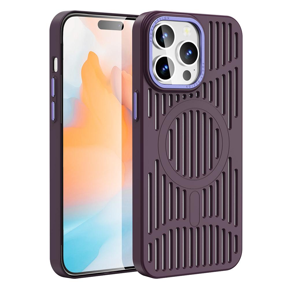 For iPhone 16ProMax 16 15 14 13 12 Plus Pro Max Phone Case, Hollow Out Matte Cooling Magnetic PC Ultra Light, Heat Dissipation Metal Lens Protection Soft Full Cover