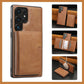 For Samsung S25 S24 S23 A16 A15 A36 A35 A56 A55 A53 Leather Phone Case with Strong Magnetic Triple Fold Wallet, Anti-Fall Card Bag Kickstand for Magsafe Shockproof Business Hard Full Cover