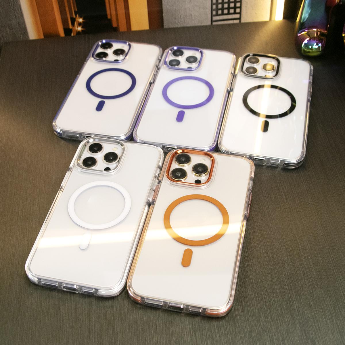 Two-tone High Definition Acrylic Magnetic For Magsafe Wireless Charging Case For iPhone 16 15 14 13 12 11 Pro Max Shockproof Clear Metal Camera Frame Hard Cover