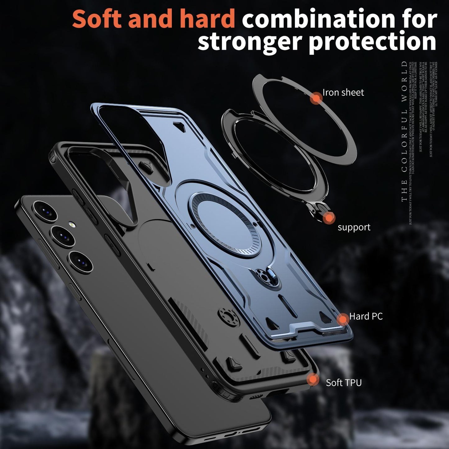 Anti-Dust Anti-Fall Heavy Duty Protection Shockproof Magnetic Phone Case With Rotating Metal Kickstand for Samsung S25Ultra S24 S23FE S23 A06 A05 A16 A15 A25 A35 A55 Bumper Matte Hard Cover