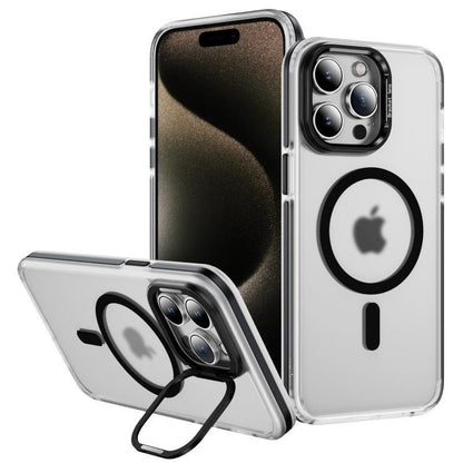 Matte Transparent Anti-Dust Anti-Fall Bumper Shockproof Strong Magnetic Phone Case With Metal Camera Kickstand for iPhone 16ProMax 16 15 14 13 12 11 XR Bumper Hard Cover