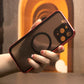 Double Sided Privacy Glass Matte Back Cover Aluminium Alloy For Magsafe Full Cover 360 Magnetic Ring Anti-peep Metal Case For iPhone 16ProMax 16 15 14 13 12 Pro Max Glass Full Cover