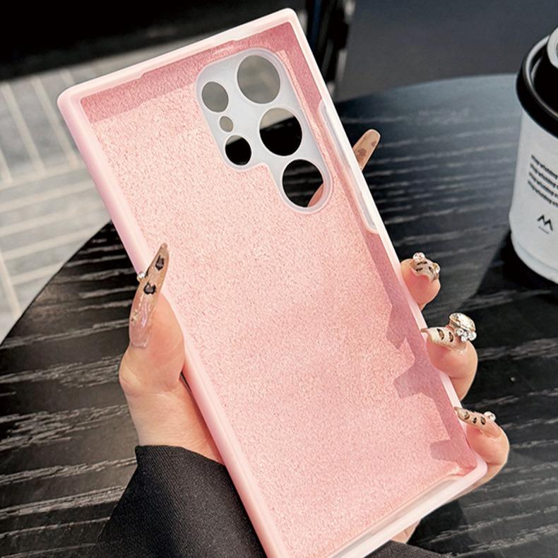 Luxury Lovely Liquid Silicone Jelly style Precision Len Protection Phone Case For Samsung S25Ultra S24FE S25 S24 S23, Soft Skin Feel Silicone Shockproof Soft Cover With Microfiber Lining