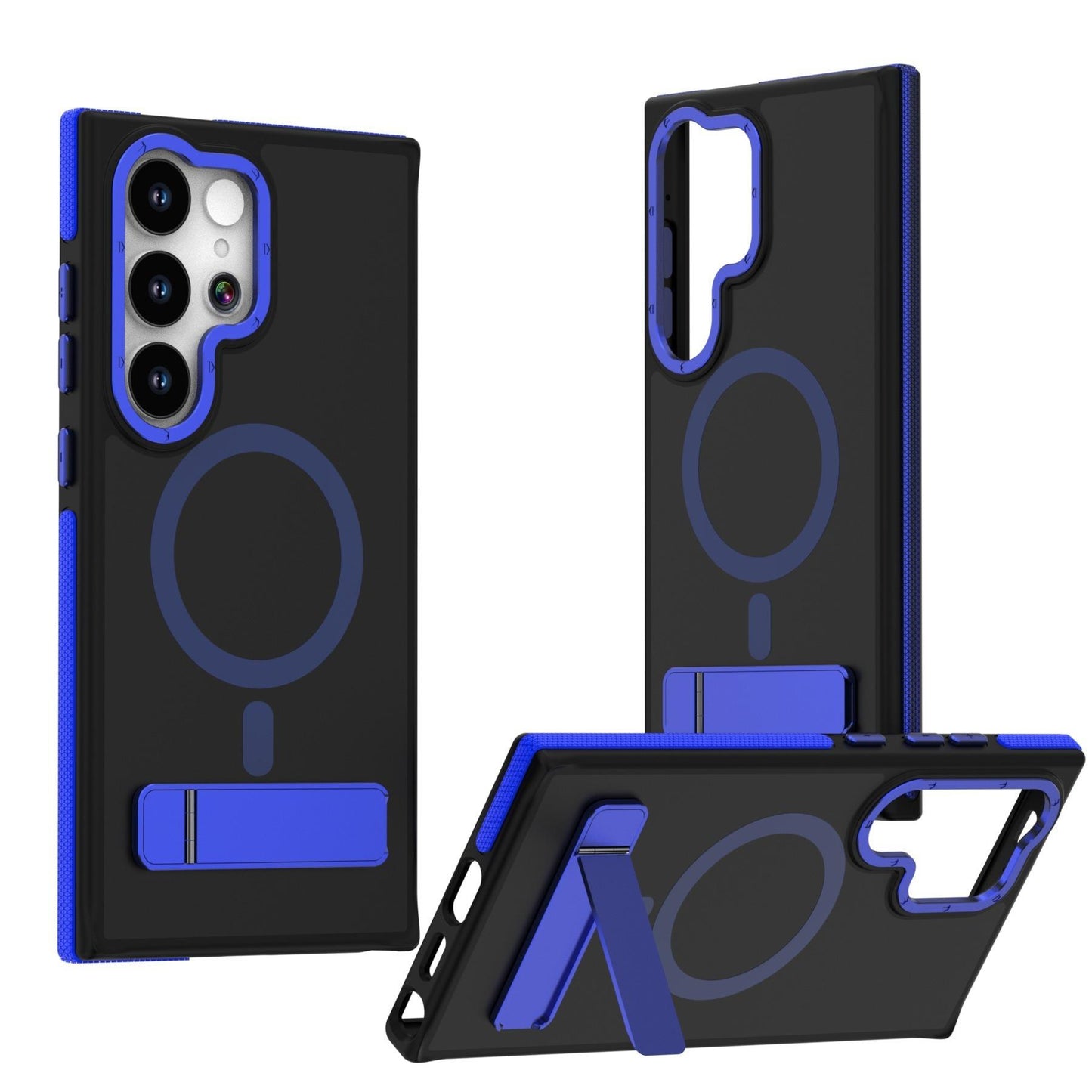 For Samsung S25Ultra S25+ S25 S24 S23 Phone Case With Line Bracket, Metal Camera Protection, Elegant Kickstand Matte Strong Magnetic Case Camera Shockproof Bumper Hard Cover