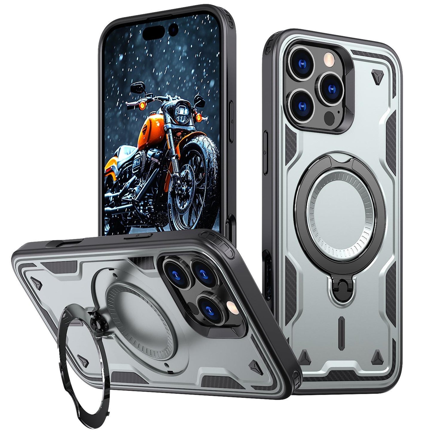 Anti-Dust Matte Anti-Fall Heavy Duty Protection Shockproof Strong Magnetic Phone Case With Rotating Metal Kickstand for iPhone 16ProMax 16 15 14 13 12 11 XR Bumper Hard Full Cover