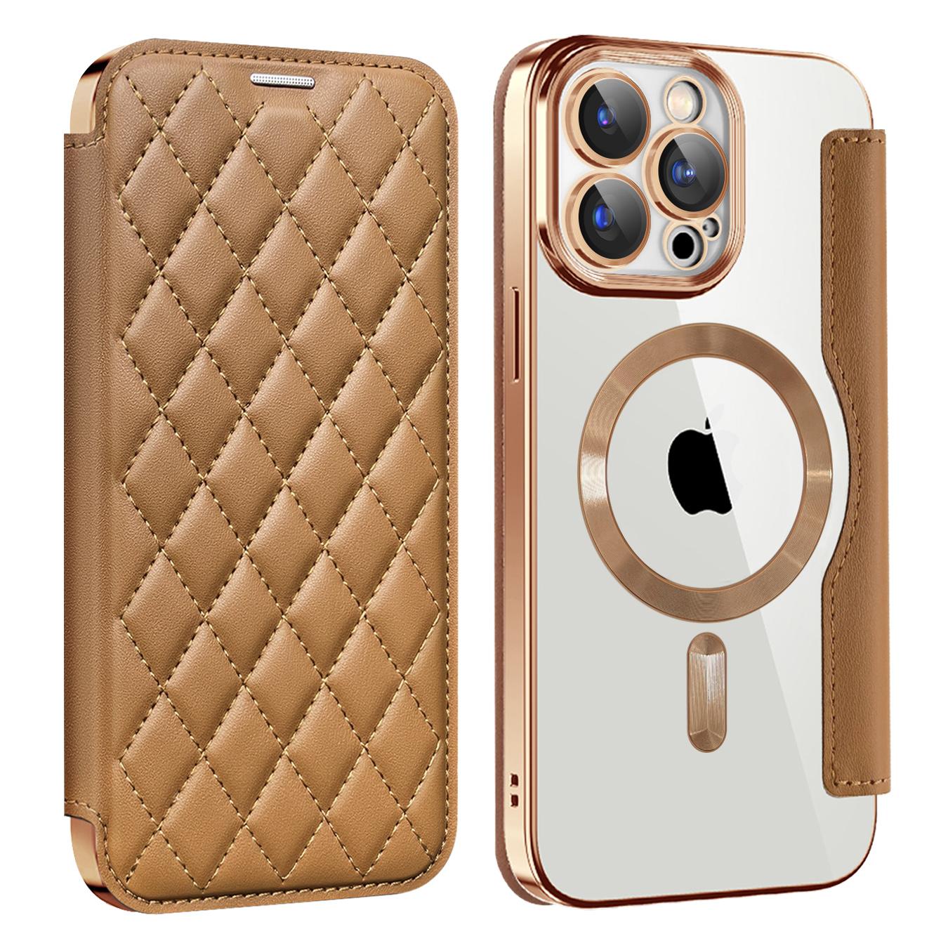 Magnetic Suction Flip Leather Case For iPhone 16 15 14 13 for Magsafe Case High Leather Equipped With Lens Film Case