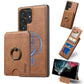 For Samsung S25 S24 S23 A16 A15 A36 A35 A56 A55 A53 Leather Phone Case with Strong Magnetic Wallet Ring Stand, Anti-Fall Card Bag Kickstand for Magsafe Shockproof Business Hard Full Cover